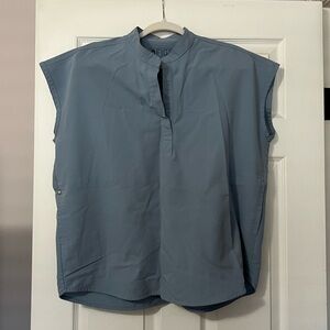 Figs Dusty Blue Rafaela Top